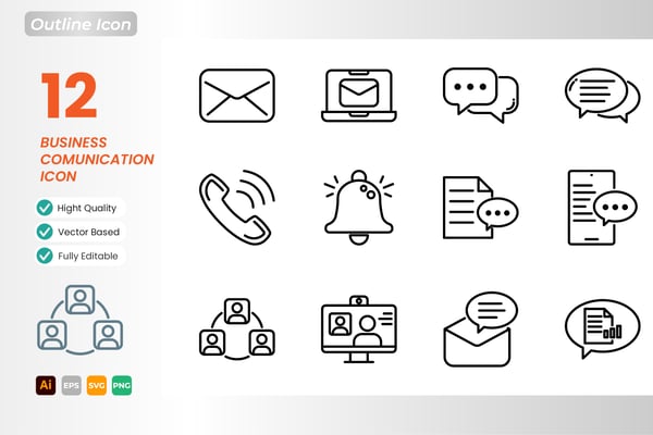 Business Communication Outline Icon Set