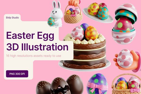 Easter Egg 3D Icon Set