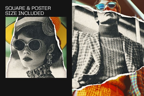 Retro Ripped Square And Poster Photo Effect