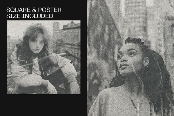 Grunge Halftone Square And Poster Photo Effect