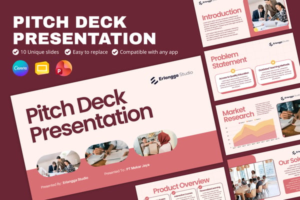 Business Pitch Deck Presentation Template for Startup & Agency