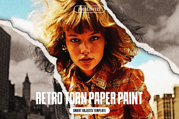 Retro Torn Paper Paint Photo Effect