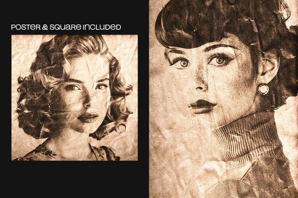 Vintage Crumpled Square And Poster Photo Effect