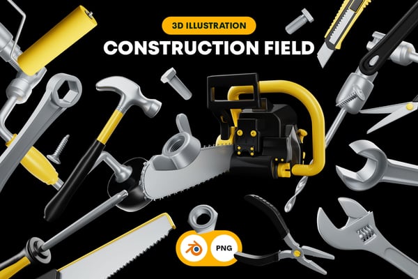 Construction Field 3D Illustration Pack