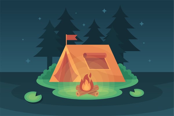 Summer Night Camping Scenery Illustration