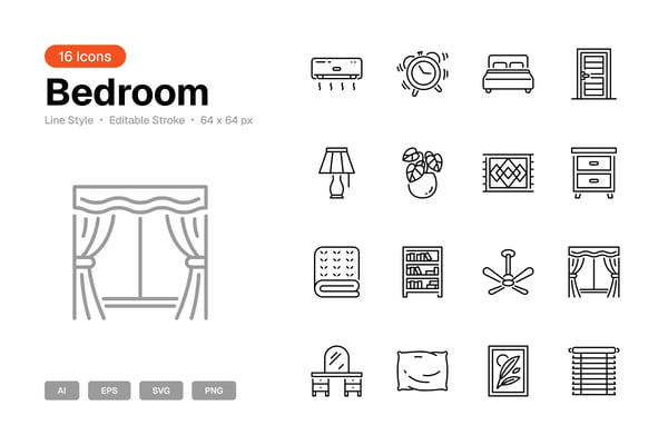 Bedroom Icon Set