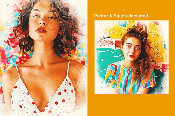 Watercolor Painting Square And Poster Photo Effect