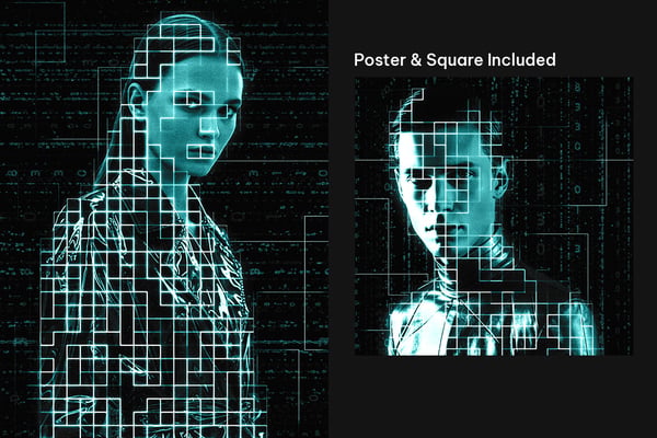 Sci-Fi Matrix Square And Poster Photo Effect