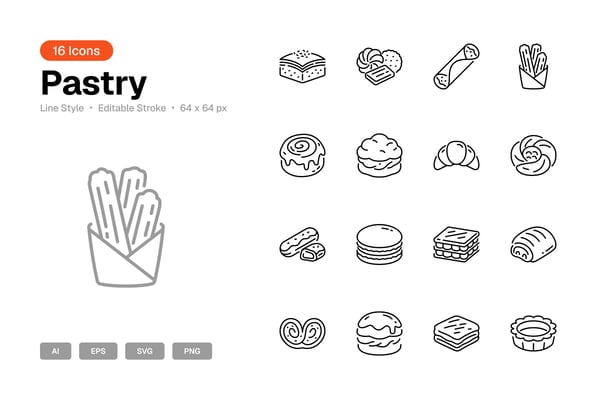 Pastry Icon Set