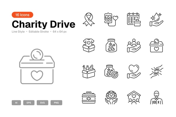 Charity Drive Icon Set