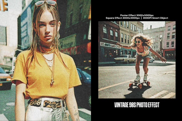 Vintage 90s Square And Poster Photo Effect