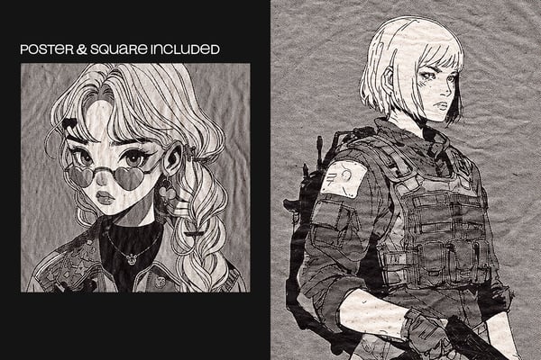 Retro Manga Square And Poster Photo Effect