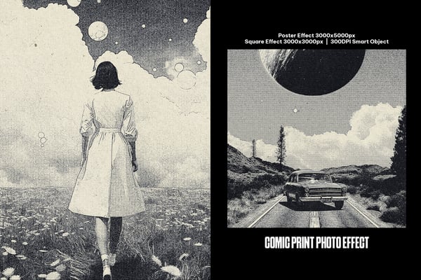 Comic Print Square And Poster Photo Effect