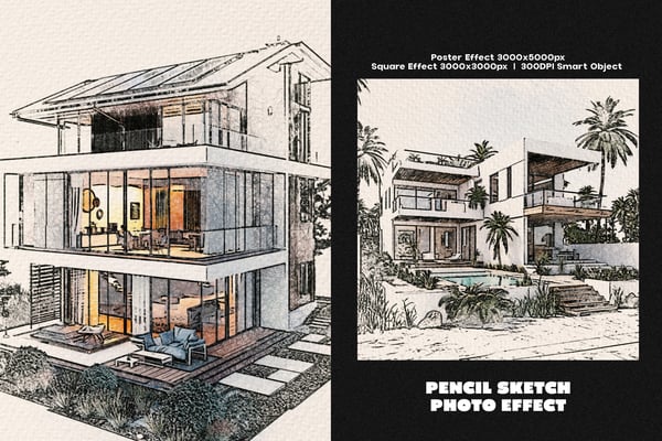 Pencil Sketch Square And Poster Photo Effect