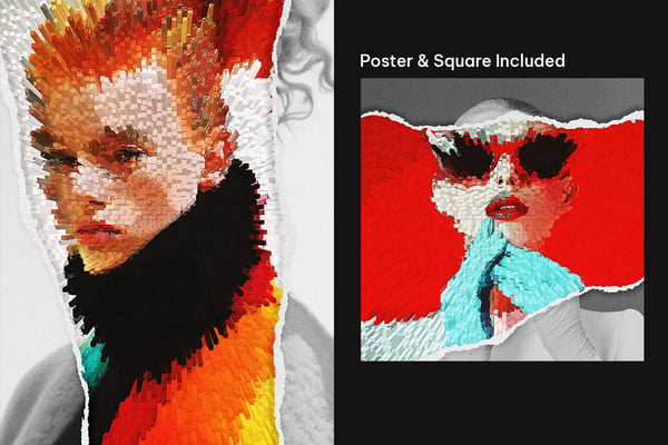 Cubed Extrude Square And Poster Photo Effect