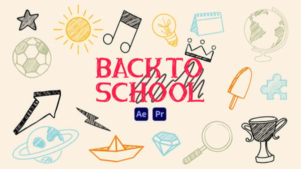 Back to School Scribble Icons for After Effects & Premiere Pro MOGRT – 60+ Icons