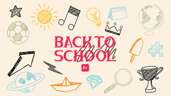 Back to School Scribble Icons MOGRT for Premiere Pro – 60+ Animated Overlays