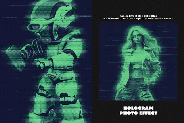 Hologram Square And Poster Photo Effect
