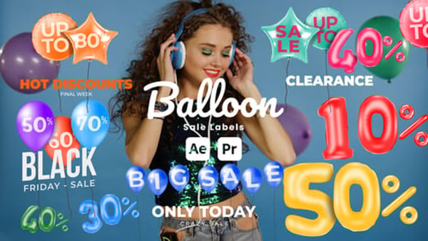 Balloon Sale Labels for After Effects & Premiere Pro – Discount Promo Graphics