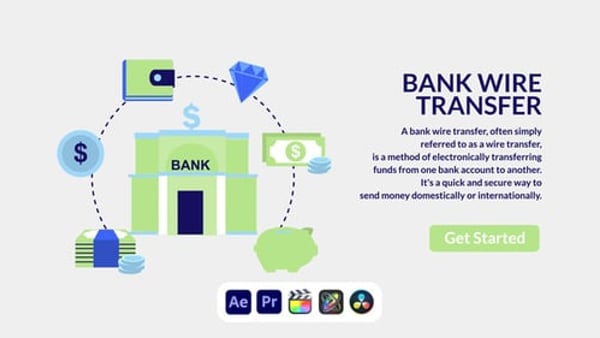 Bank Wire Transfer Design Concept - Online Banking Transaction Presentation Animation Template