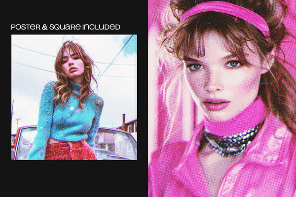Vintage Halftone Square And Poster Photo Effect