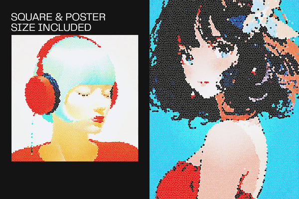 Colorful Mosaic Square And Poster Photo Effect