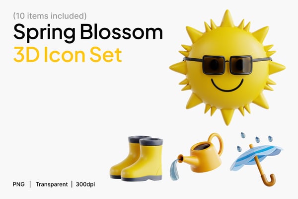 Spring Blossom 3D Icon Set