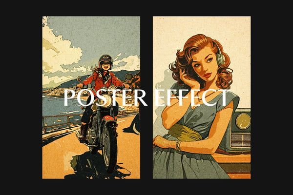 Retro Halftone Square And Poster Photo Effect