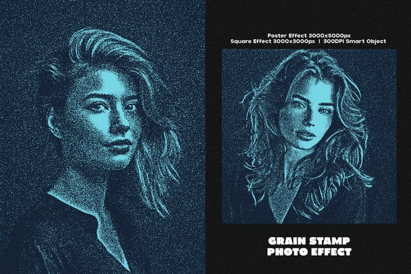 Grain Stamp Square And Poster Photo Effect