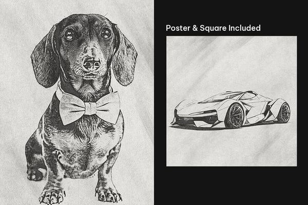 Pen Sketch Square And Poster Photo Effect