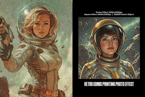 Retro Comic Printing Square And Poster Photo Effect