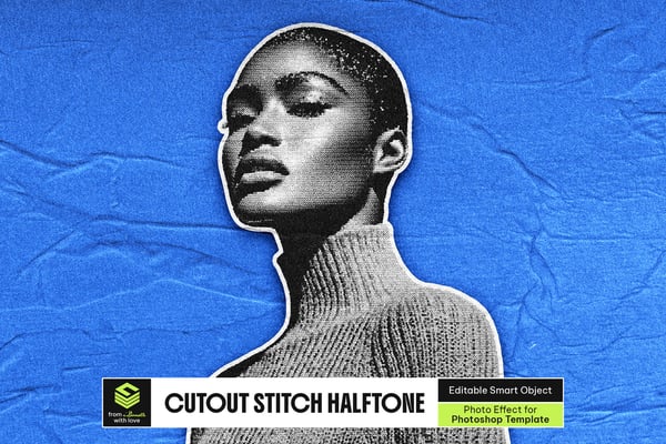 Cutout Stitch Halftone Photo Effect