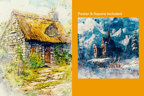 Watercolor Square And Poster Photo Effect