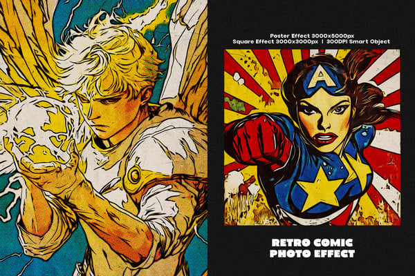 Retro Comic Square And Poster Photo Effect