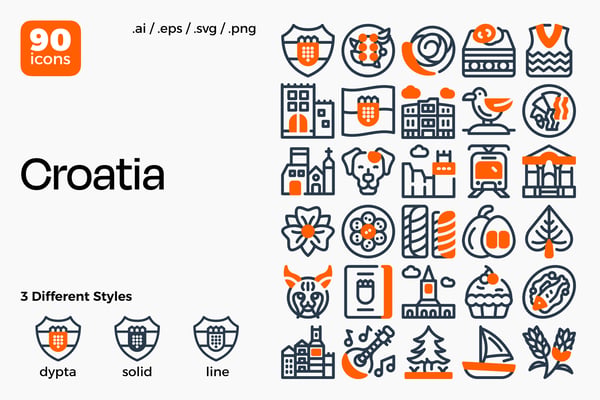 Croatia Icon Set