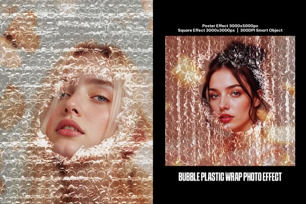 Bubble Plastic Wrap Square And Poster Photo Effect