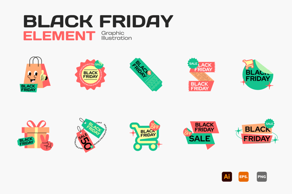 Black Friday Sticker Element