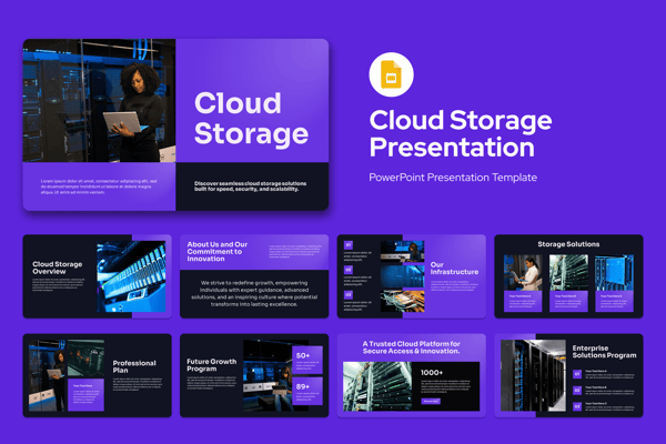 Black Purple Cloud Storage Google Slides