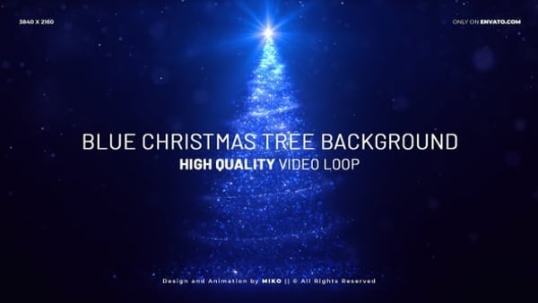 Blue Christmas Tree Background 4 K