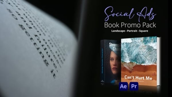 Book Promo Social Ads Pack for After Effects & Premiere Pro – 20 Concepts