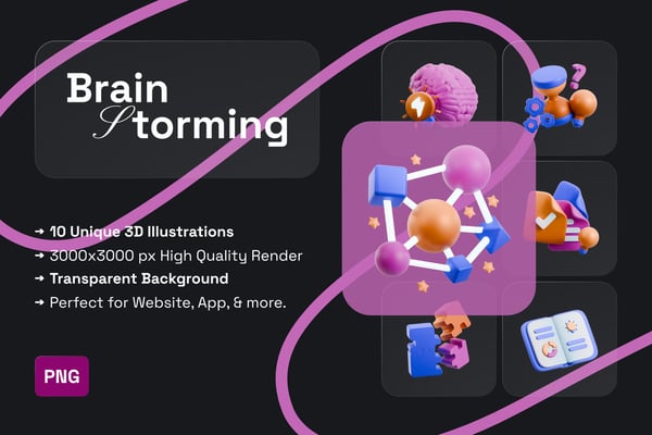 Brainstorming 3D Icon Pack
