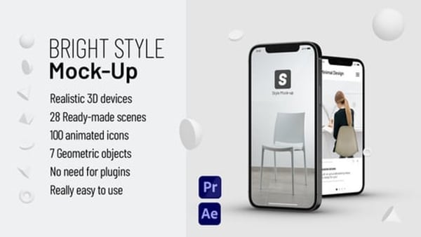 Bright App Promo Mockup for After Effects and Premiere Pro MOGRT