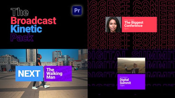 Broadcast Kinetic Pack for Premiere Pro - Dynamic Kinetic Motion Graphics Package