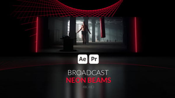 Broadcast Neon Beams - Neon Light Beam Motion Background Pack