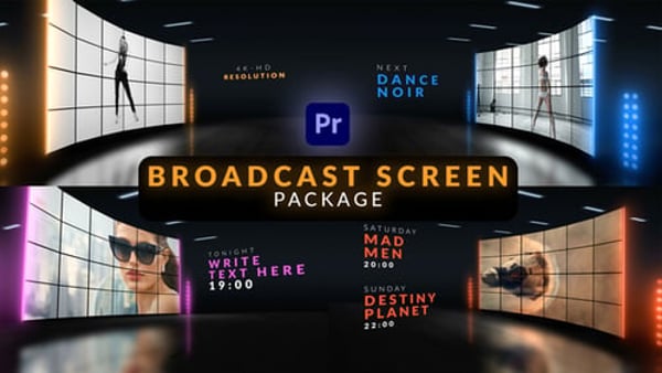 Broadcast Screen Package for Premiere Pro - TV Screen Motion Graphics Pack