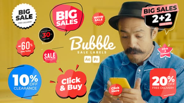 Bubble Sale Labels for After Effects & Premiere Pro – Discount Promo Graphics