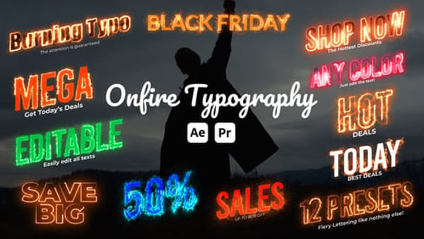 Burning Text Typography for After Effects & Premiere Pro – 12 Fire Presets