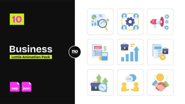 Business Icons Pack | After Effects & Lottie Animation