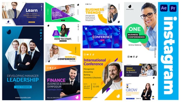 Business Instagram Stories & Poster Templates for After Effects and Premiere Pro