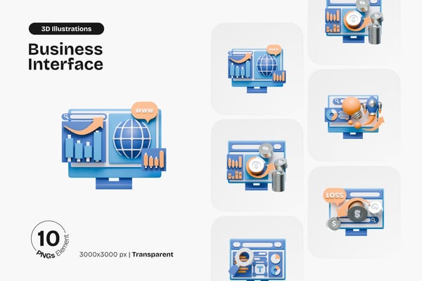 Business Interface 3D Icon Pack
